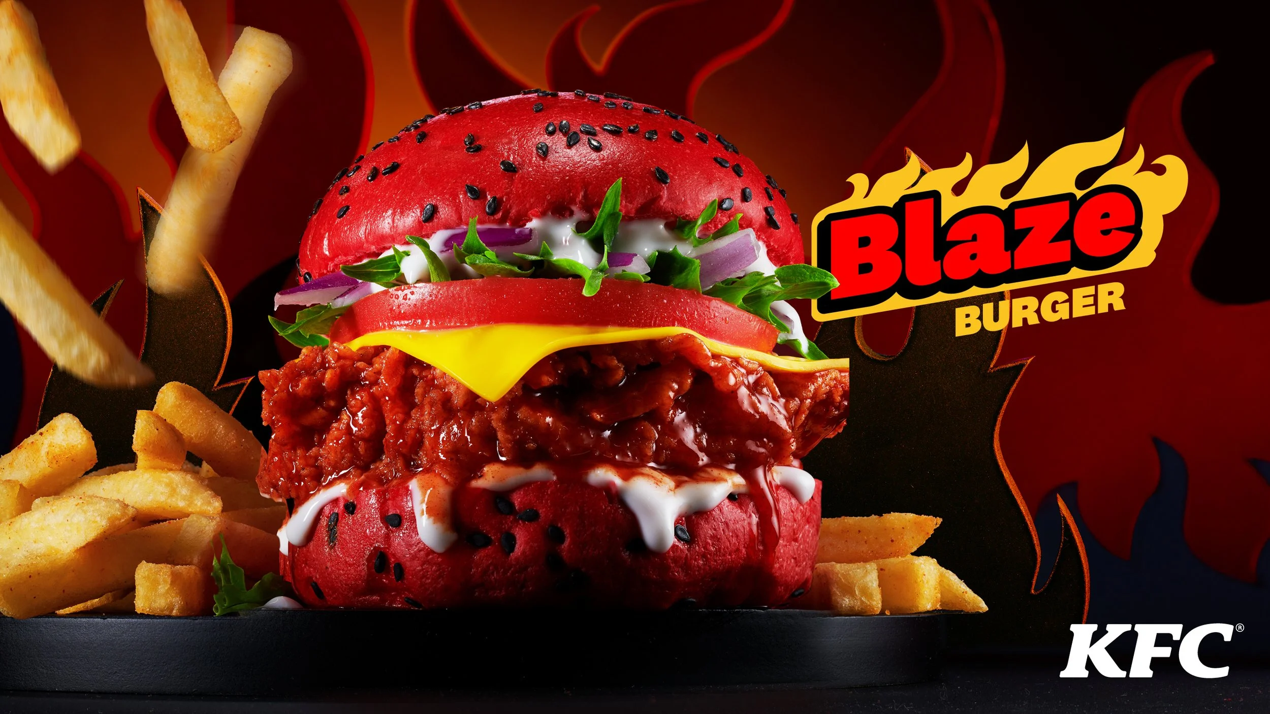 KFC Comicon Africa, 'Blaze Burger'. Food styling by Bianca Delides. Photographed by Graeme Borchers.
