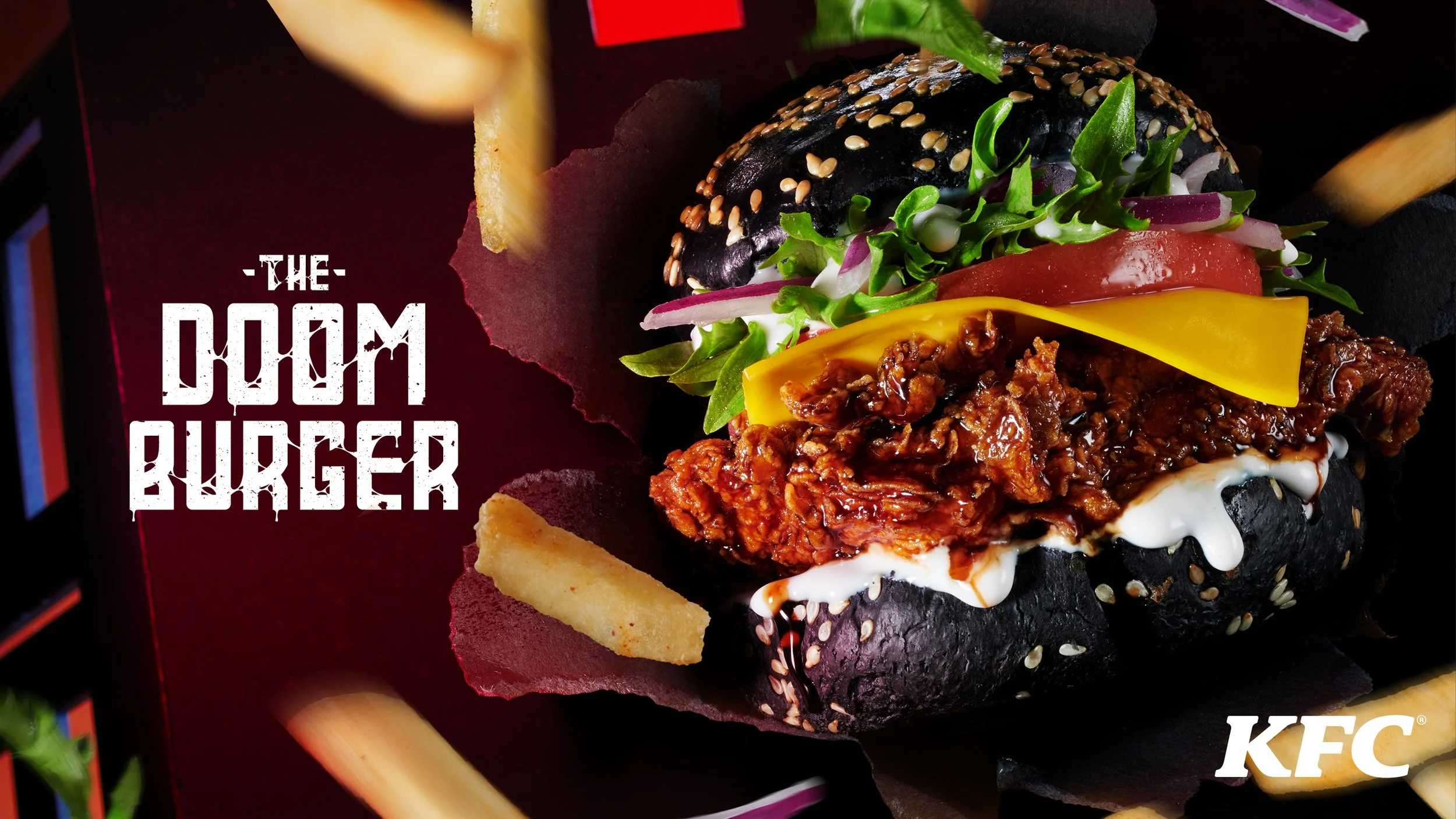 KFC Comicon Africa, 'The Doom Burger'. Food styling by Bianca Delides. Photographed by Graeme Borchers.
