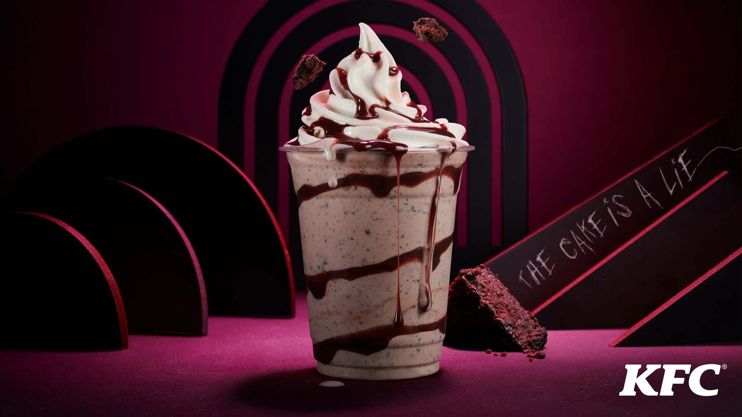 KFC Comicon Africa, 'The Cake is a Lie' Milkshake. Food styling by Bianca Delides. Photographed by Graeme Borchers.