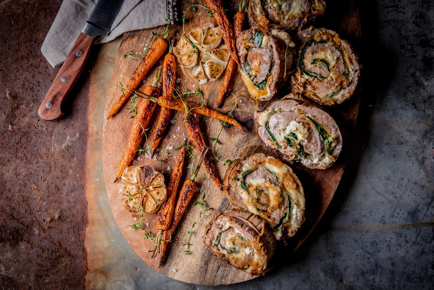 Spinach and Mozzarella Flank Steak Medallions