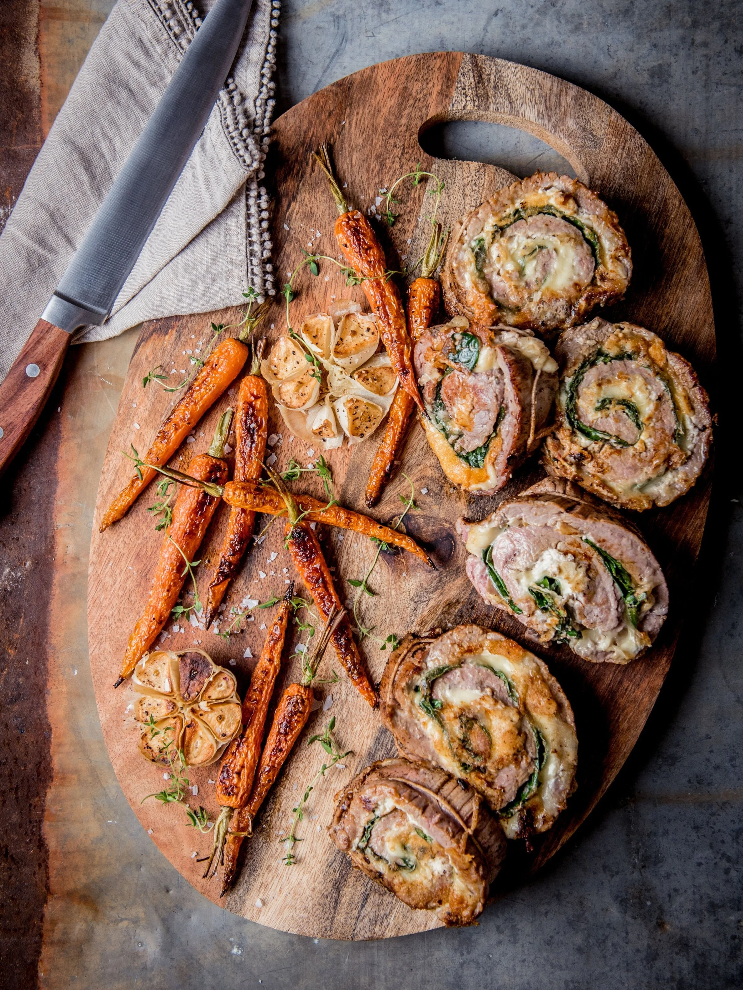 Spinach and Mozzarella Flank Steak Medallions