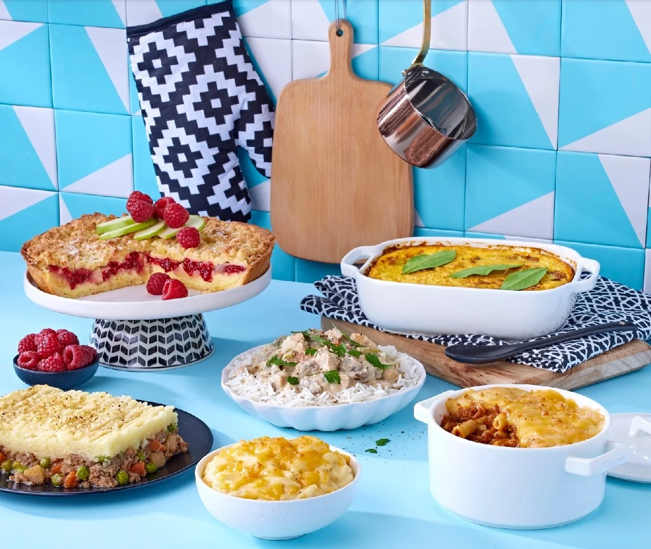 Frozen Meal Feast. Food styling for The Happy Food Co. Photographed by Adam Fine.