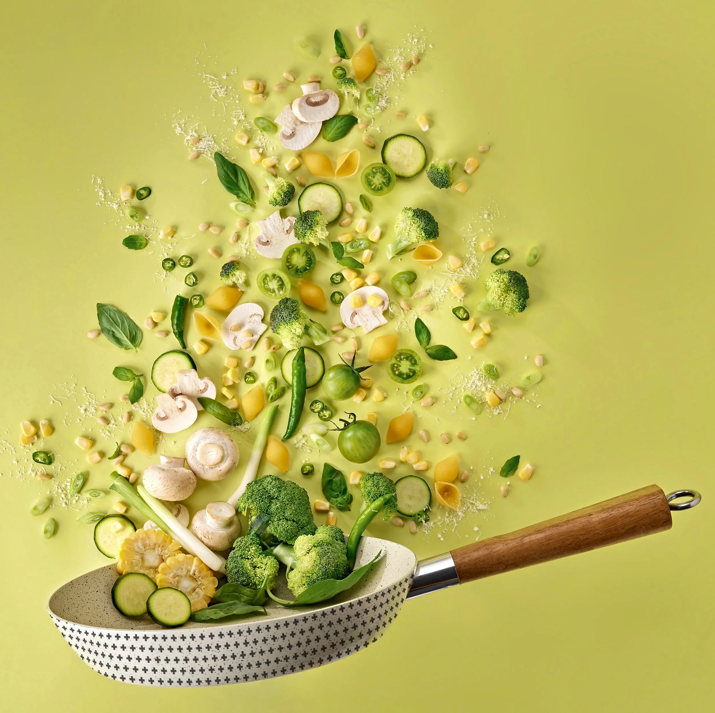 Veggies Pan Toss. Food styling for The Happy Food Co. Photographed by Adam Fine.