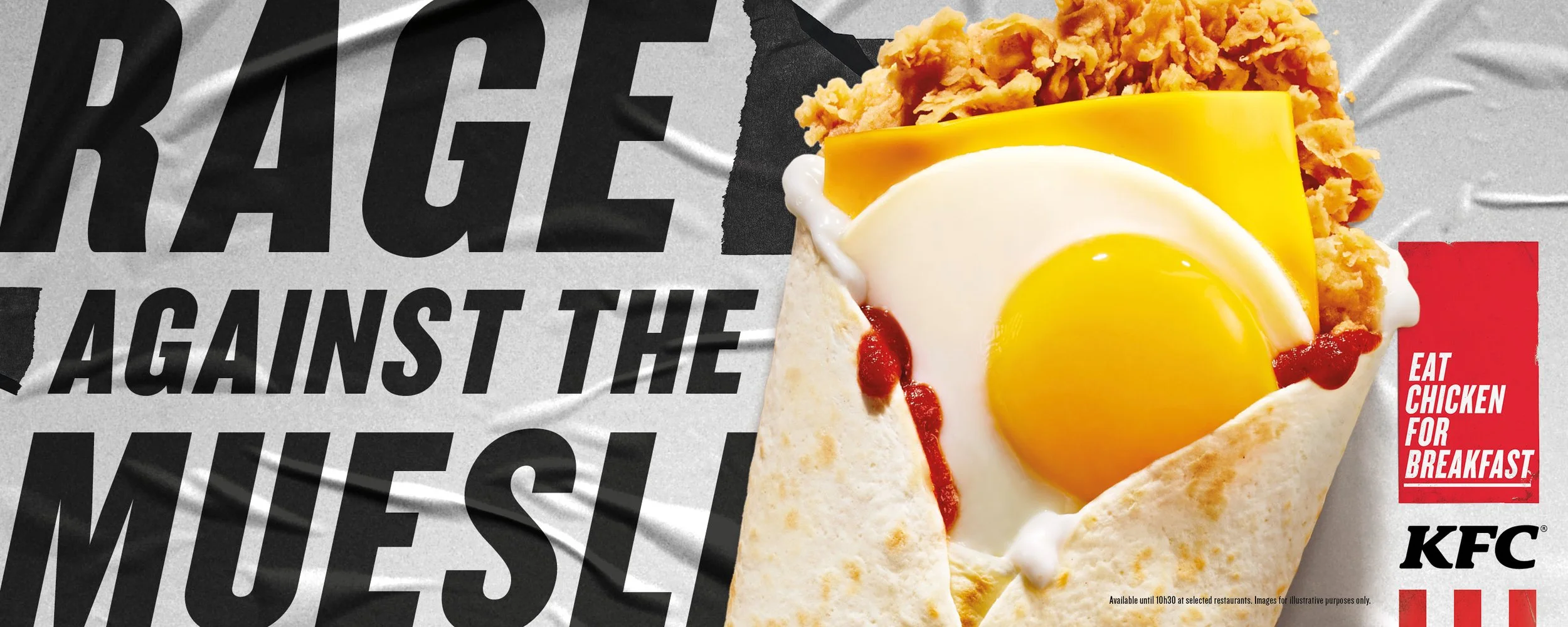 KFC Brekkie Crunch Wrap billboards. It's not a conspiracy, it's just chicken for breakfast. Food photography by Adam Fine.