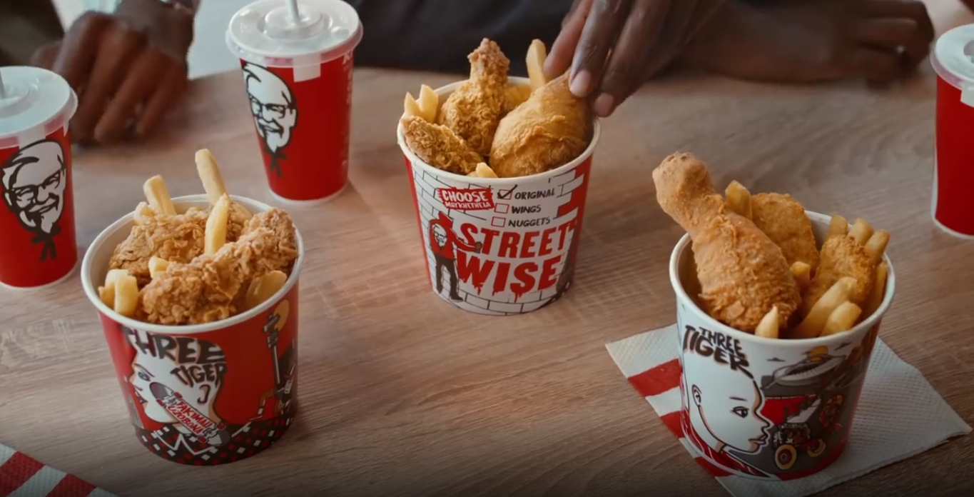 KFC Streetwise Bucket for 1. Food styling by Bianca Delides. TVC capture with Giant Films.