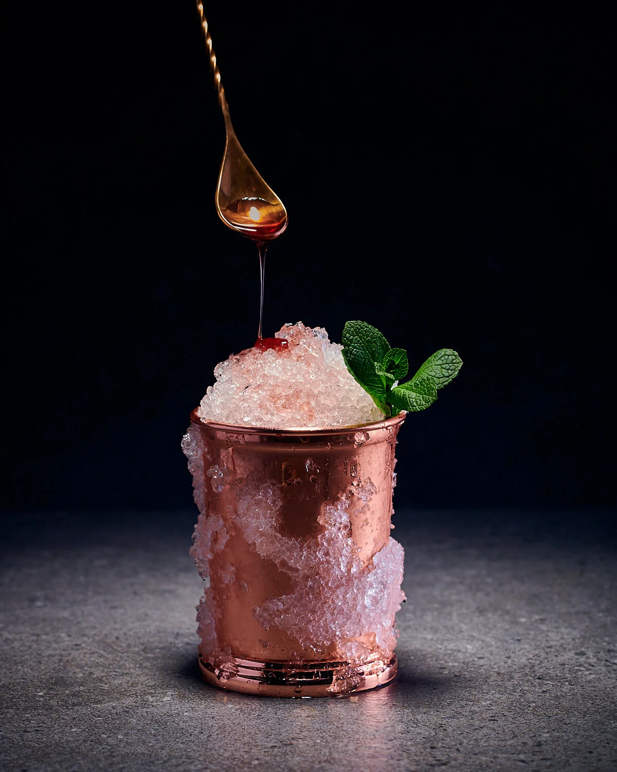 Syrup drizzle, cocktail styled for Airport Craft Brewers restaurant. Drink styling by Bianca Delides. Photographed by Dylan Swart.