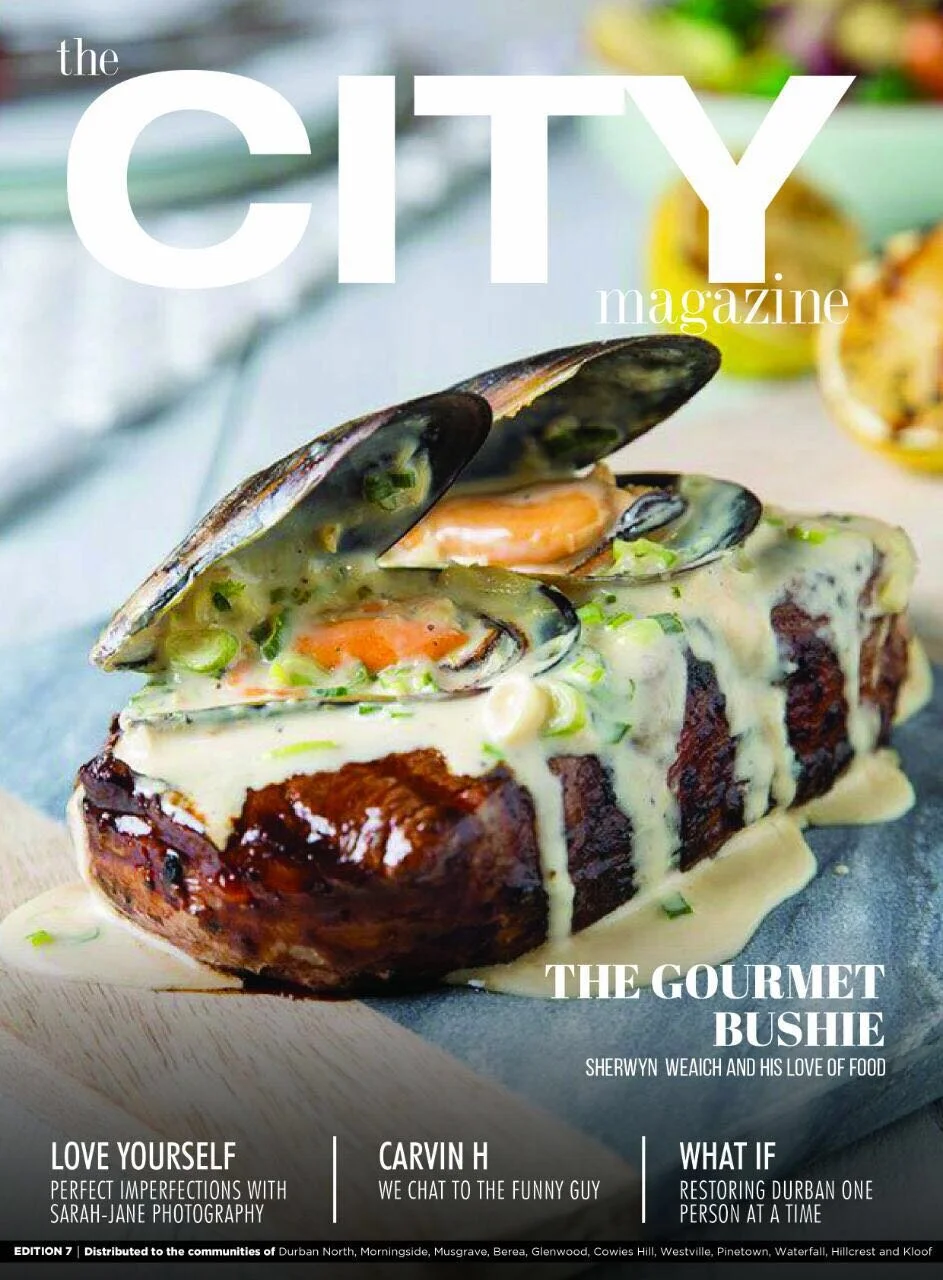 Mussel top steak styled for Butcher Block Steakhouse City Magazine cover. Food styling by Bianca Delides. Photographed by Rikki Hibbert.