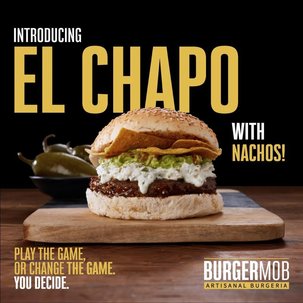 Nacho burger styled for Burger Mob, Artisinal Burgeria Food styling by Bianca Delides. Photographed by Adam Fine.
