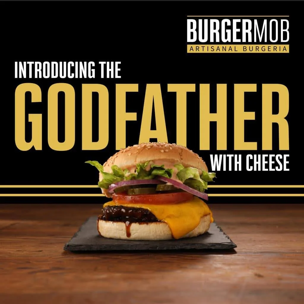 Cheese burger styled for Burger Mob, Artisinal Burgeria Food styling by Bianca Delides. Photographed by Adam Fine.