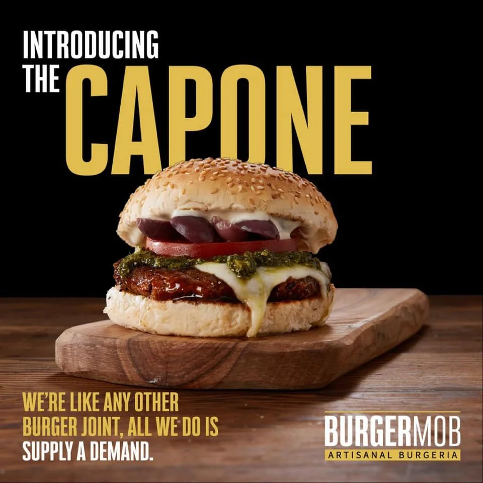 Pesto burger styled for Burger Mob, Artisinal Burgeria Food styling by Bianca Delides. Photographed by Adam Fine.