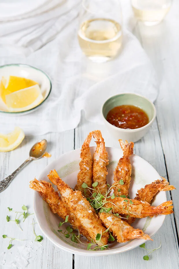 Tempura prawns styled for Butcher Block Steakhouse. Food styling by Bianca Delides. Photographed by Rikki Hibbert.