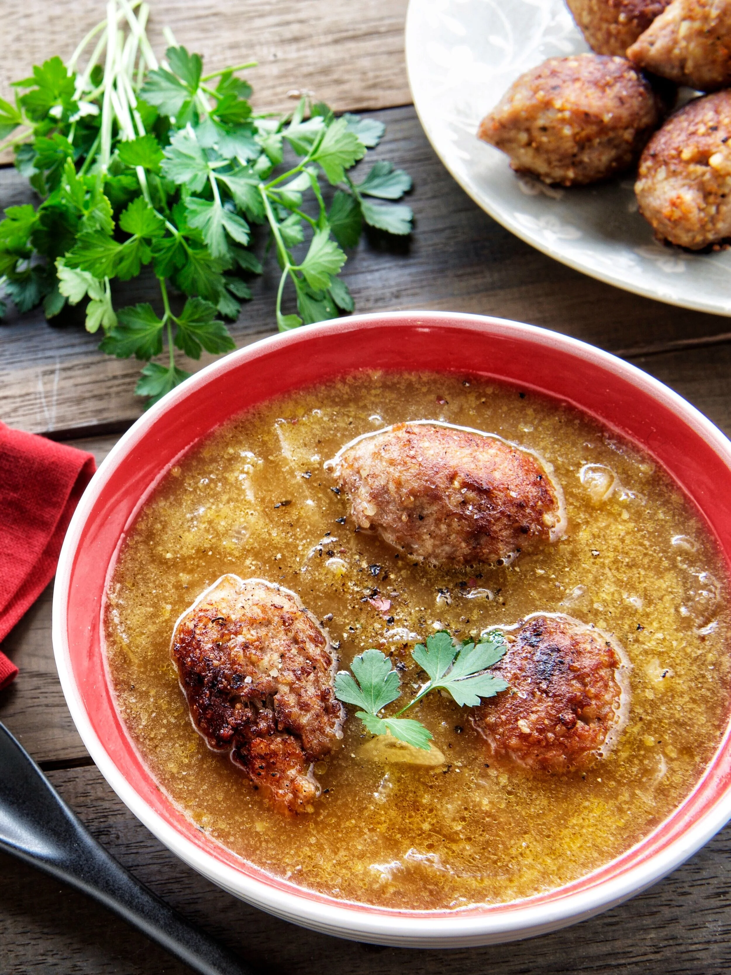 Sweet Onion Soup with Fried Kibbeh