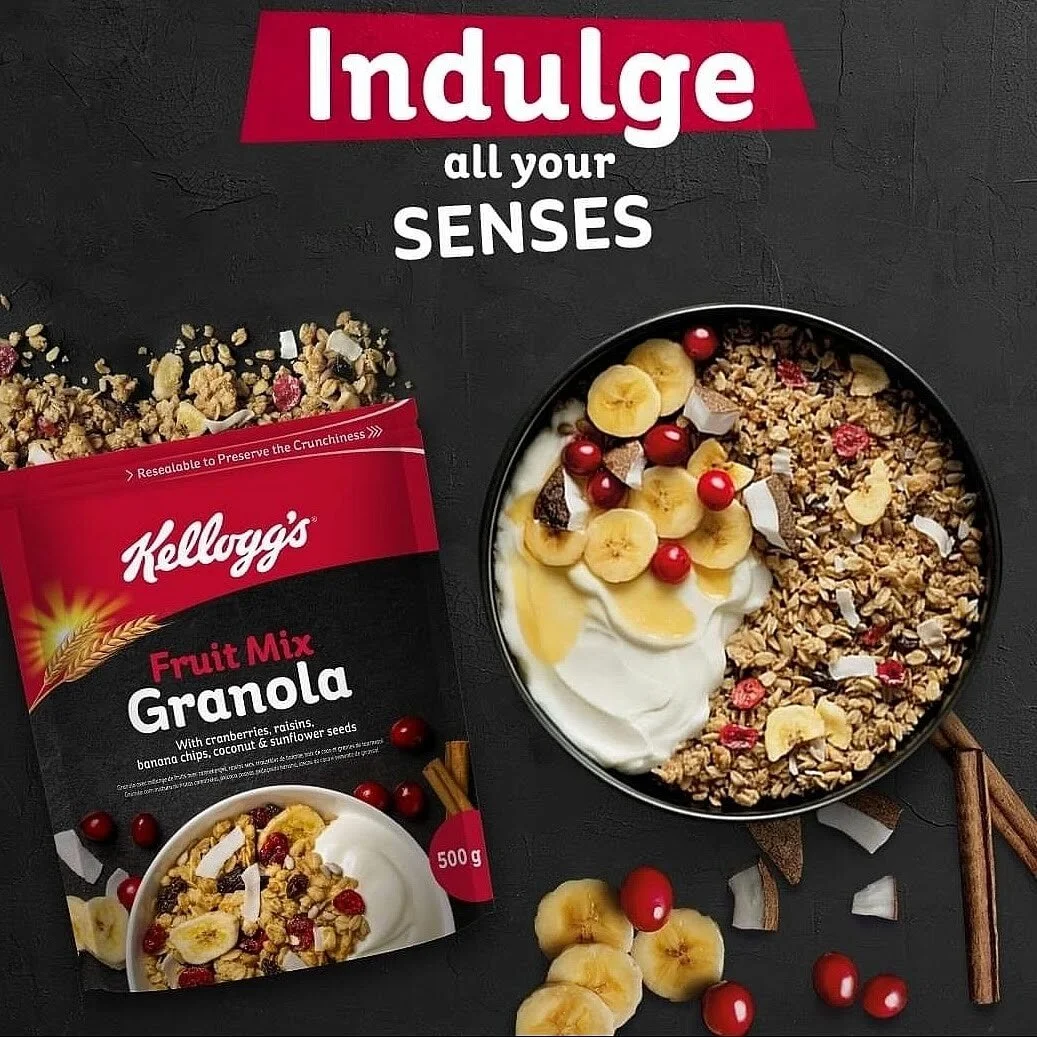 Premium product styling for Kellogg's. Food styling by Bianca Delides. Photographed by Bianca Theron.