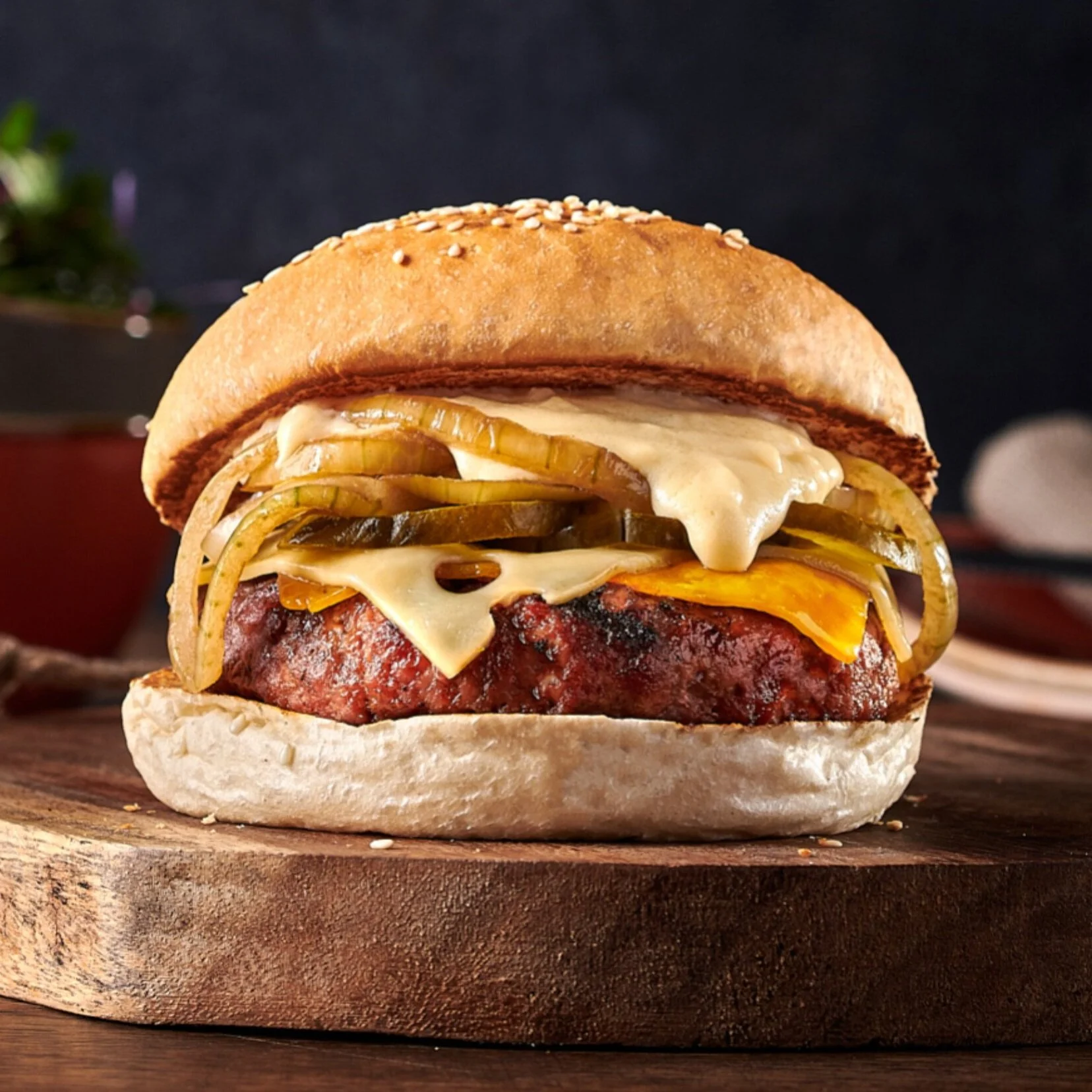 Food styling the How Cheesy burger for Moo Moo Steakhouse menu