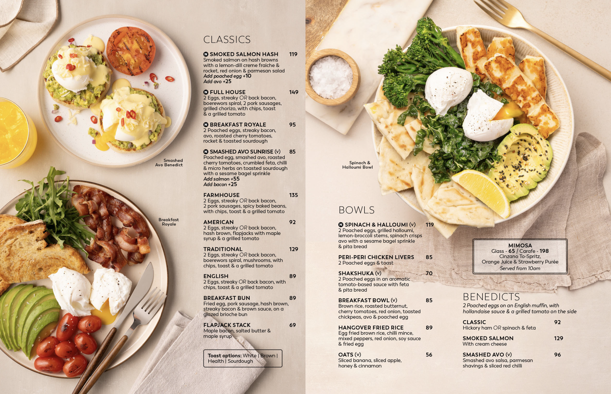 Food styling breakfasts for the Newscafe breakfast menu