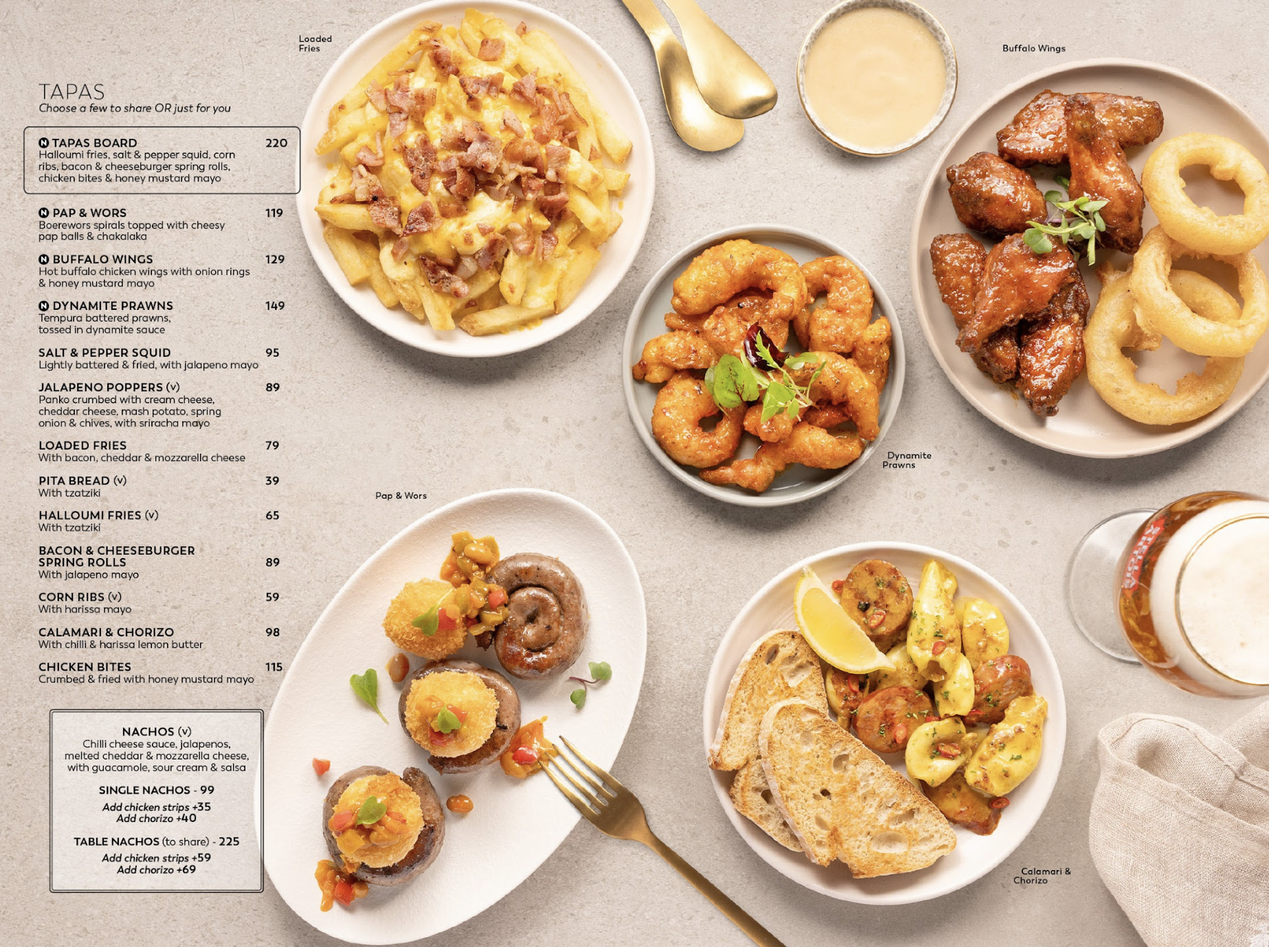 Food styling tasting plates for the Newscafe tapas menu