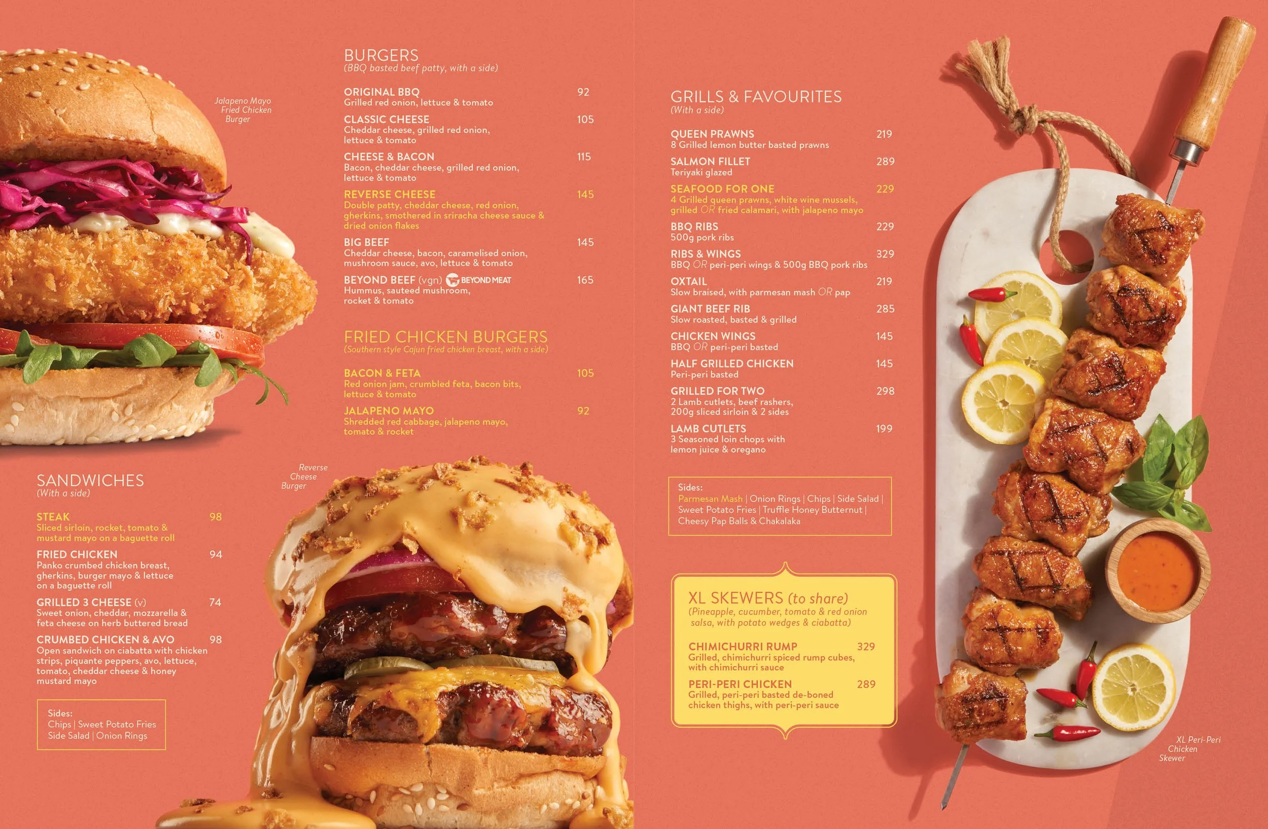 Food styling burgers and chicken espetada for the NewsCafe mains menu. Food photography by Michael Knight.