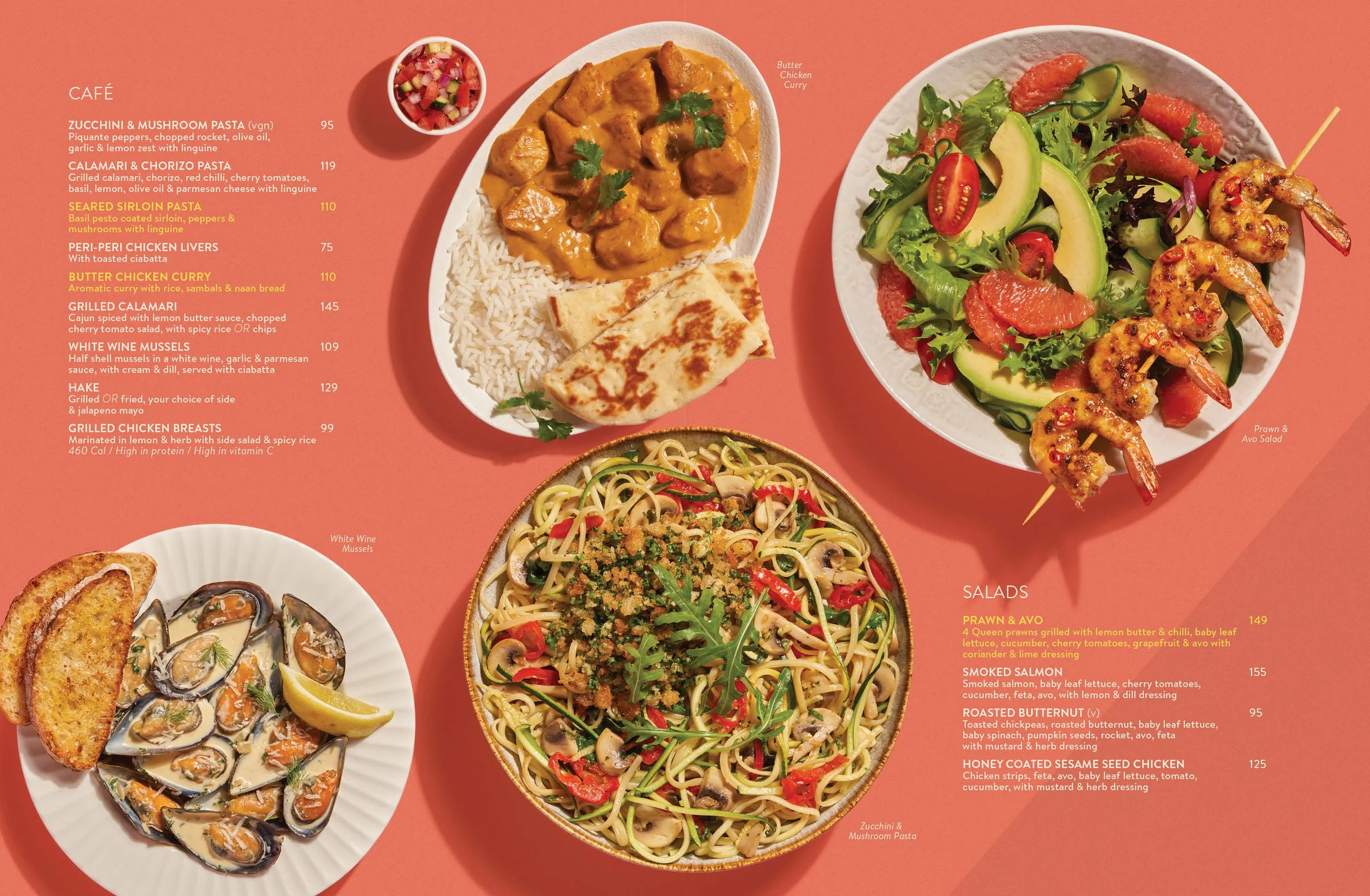 Food styling burgers and chicken espetada for the NewsCafe mains menu. Food photography by Michael Knight.