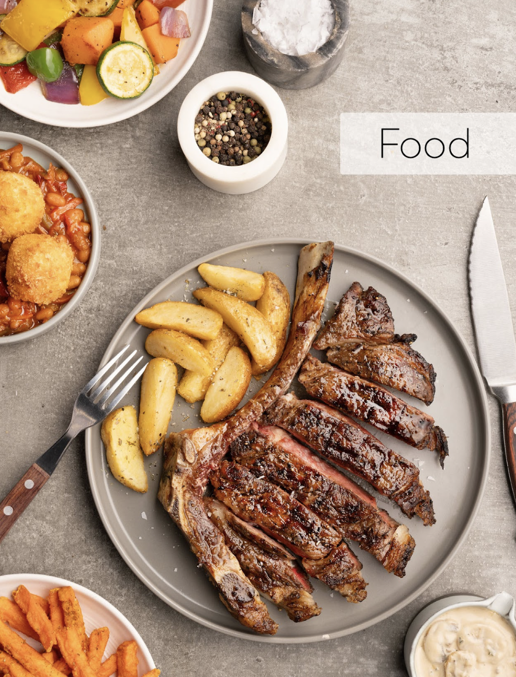 Food styling main courses for the Newscafe food menu