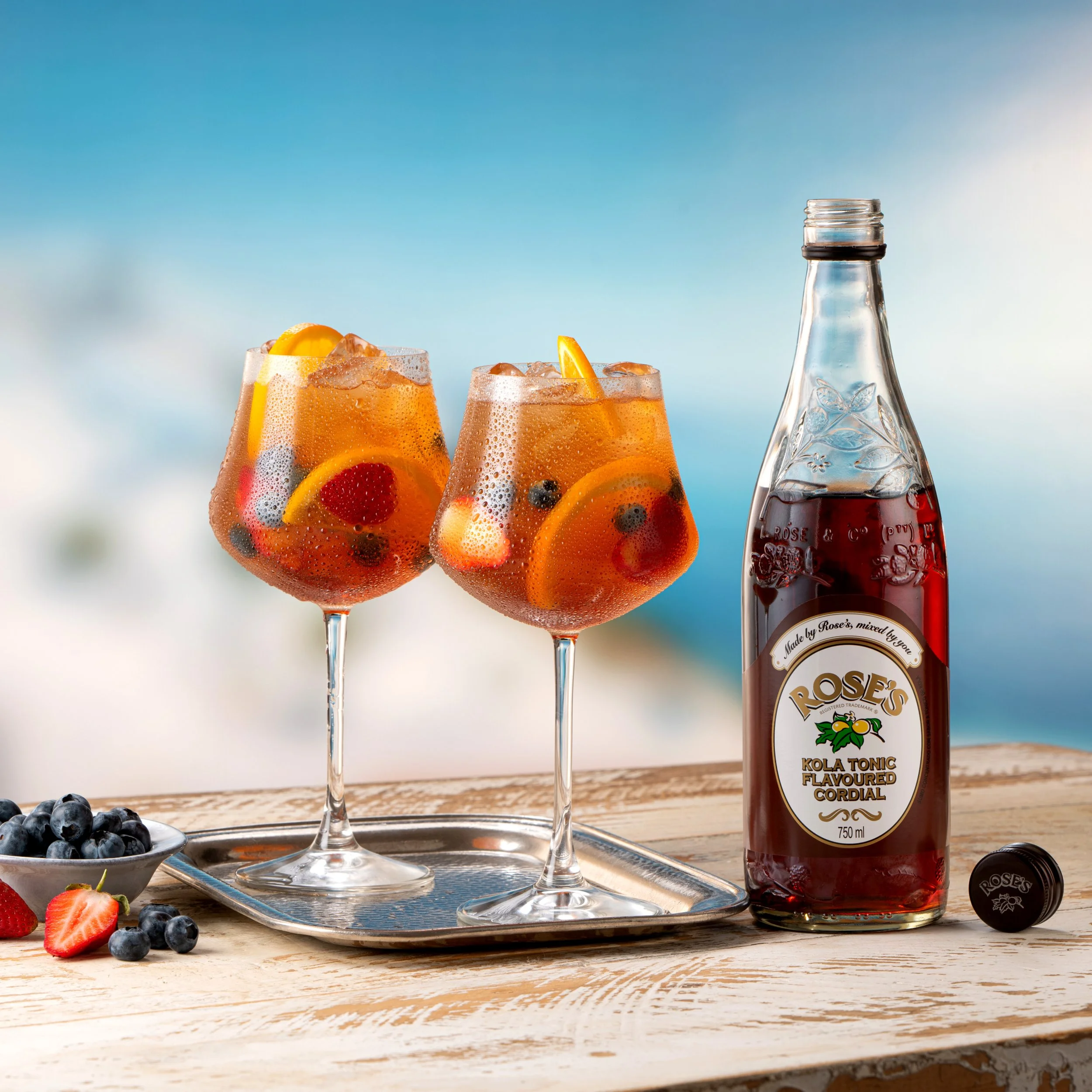 Rose's Lemon and Kola Tonic Cordial Mocktails styled for Rose's. Drink styling by Bianca Delides. 