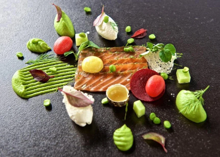Salmon gravadlax styled for The Maslow fine dining restaurant. Food styling by Bianca Delides. Photographed by James Strack.