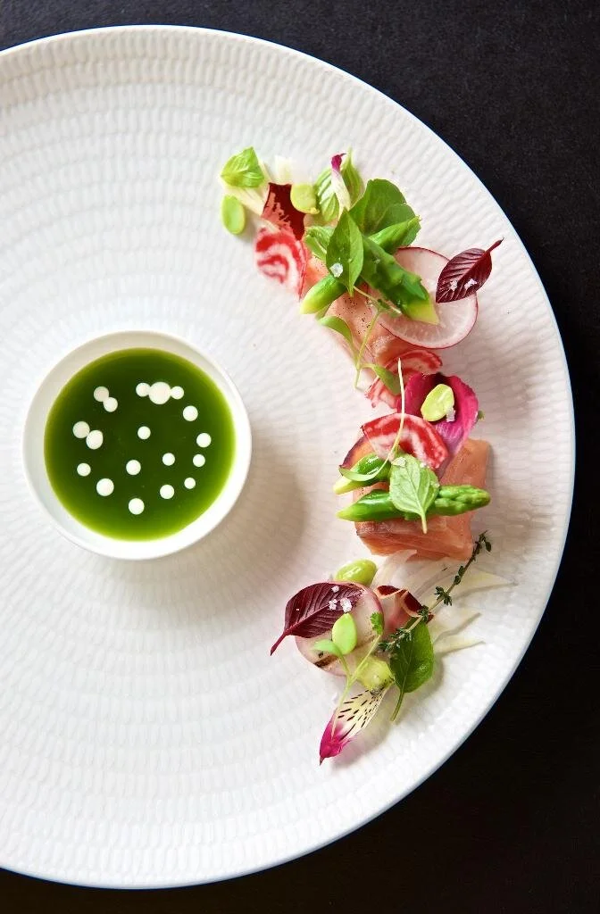 Vanilla Poached Salmon styled for The Maslow fine dining restaurant. Food styling by Bianca Delides. Photographed by James Strack.