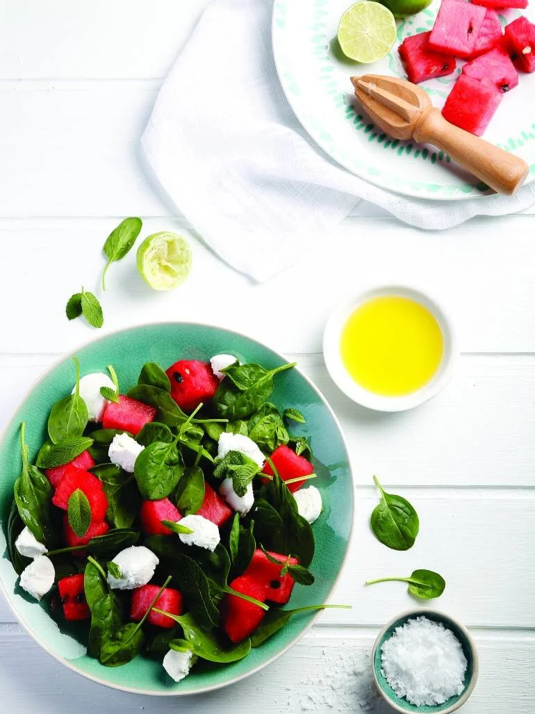 Watermelon and Baby Spinach Salad