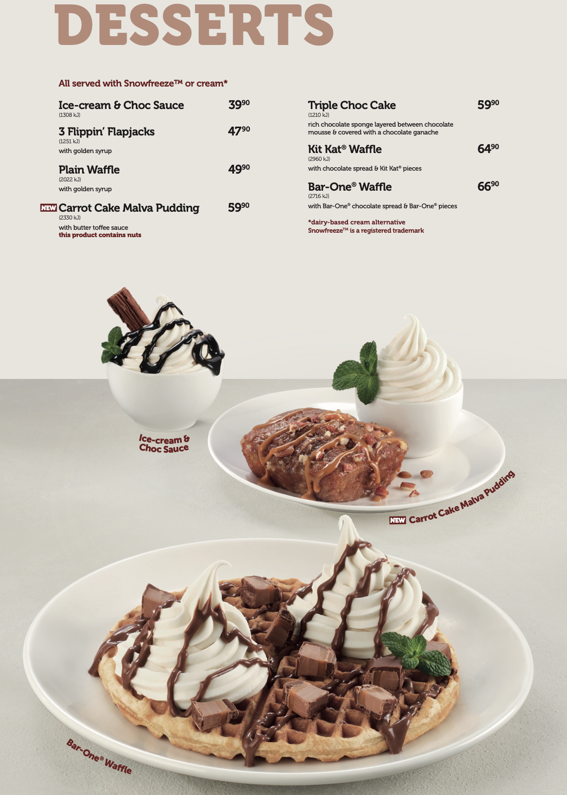Food styling the Wimpy Desserts menu