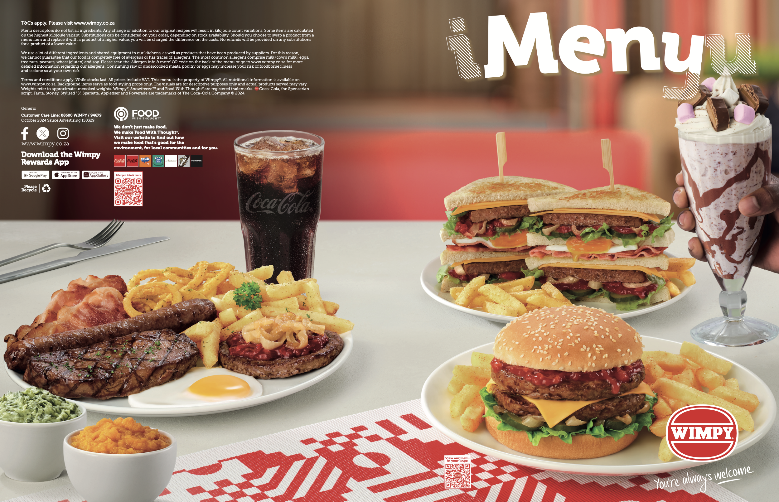 Food styling the Wimpy menu cover.